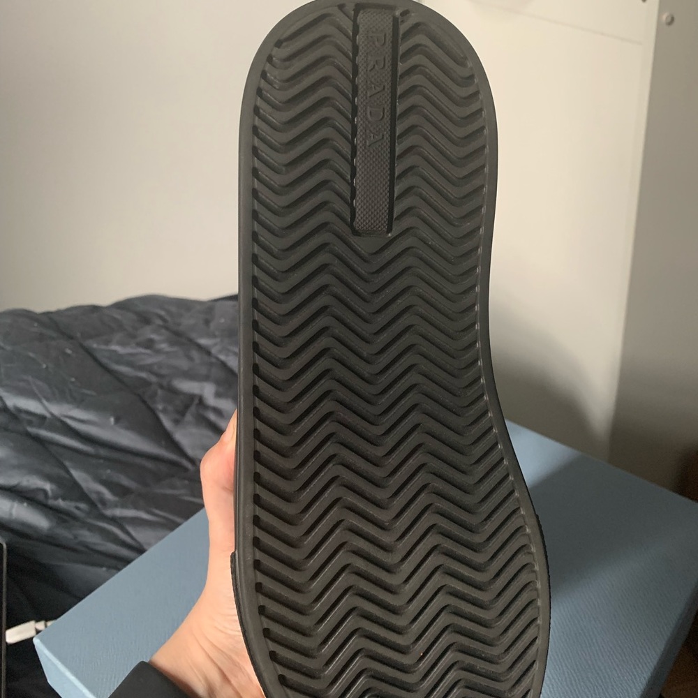 Prada leather sneakers - black - platform sole. Size 38. - Picture 4 of 10